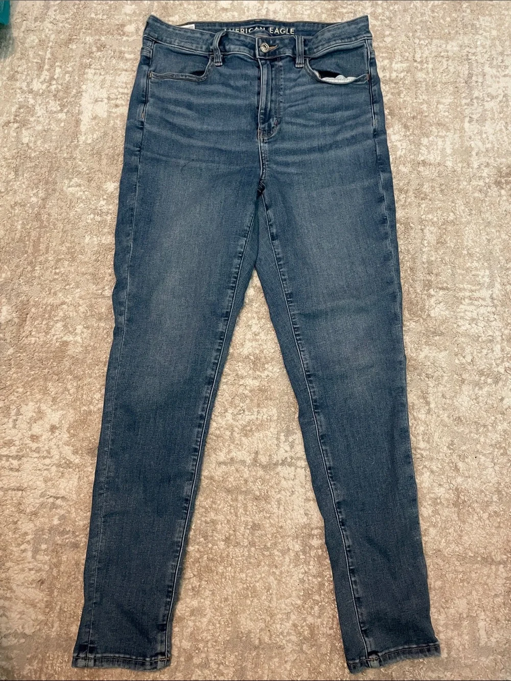 American Eagle Outfitters Medium Blue Super High Rise Jeggings size 10 Short